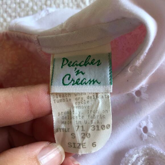 VTG 80s Peaches ’n Cream Pink Lace Ruffle Dress Girls 6 Cottagecore Prairie USA - Picture 11 of 13